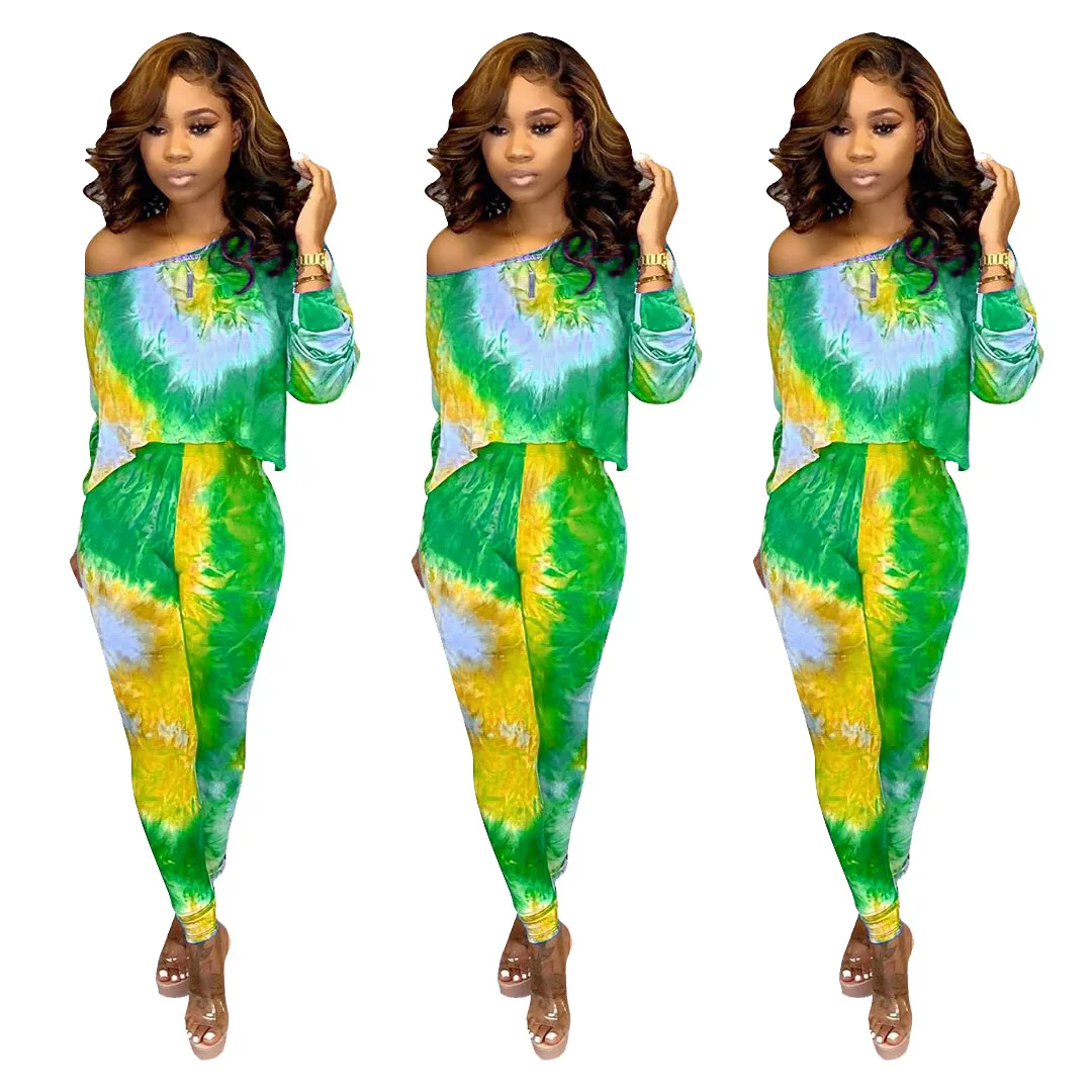 Осенний Новый галстук краситель галактика принт Женский комплект с длинными