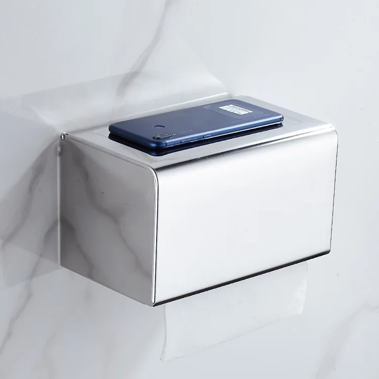 

Nordic stainless steel toilet waterproof roll holder black hand carton tray carton wall hanging tissue box free punch