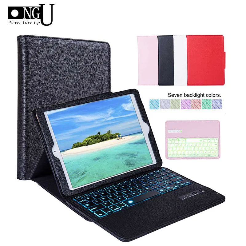 

Leather Keyboard Case for iPad 9.7 2017 2018 for iPad 5 6 Pro 9.7 Removable Bluetooth Keyboard Cover for iPad Air 12 Stand Shell