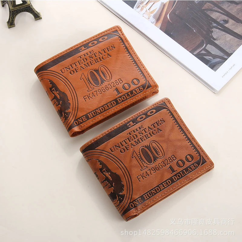 Bokinslon из искусственной кожи Короткий Мужской кошелек модный 100 USD Графический для