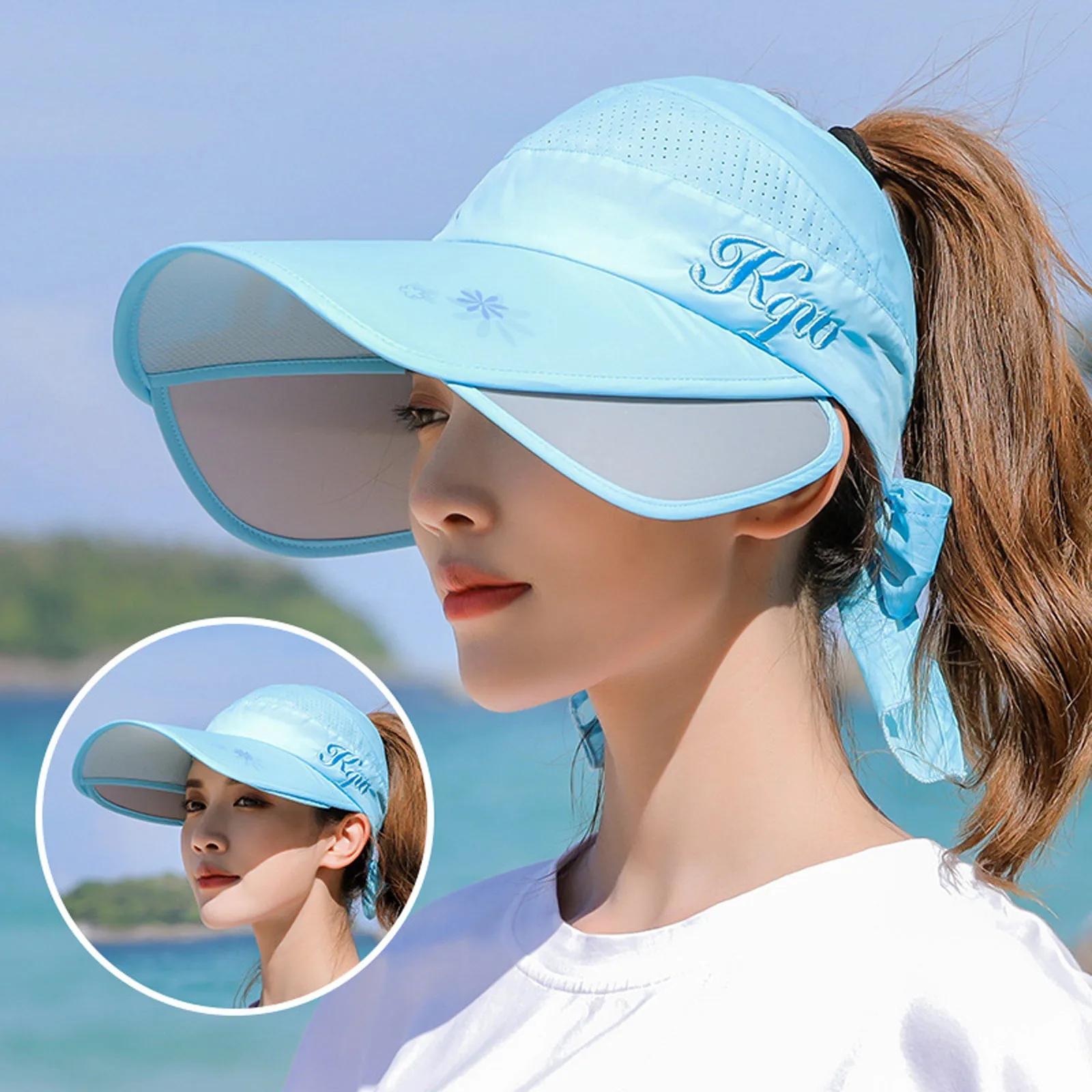 

Sun Hats With Face Neck Protection For Women Sombreros Mujer Verano Wide Brim Summer Visor Caps Anti-UV Chapeu Feminino outdoor