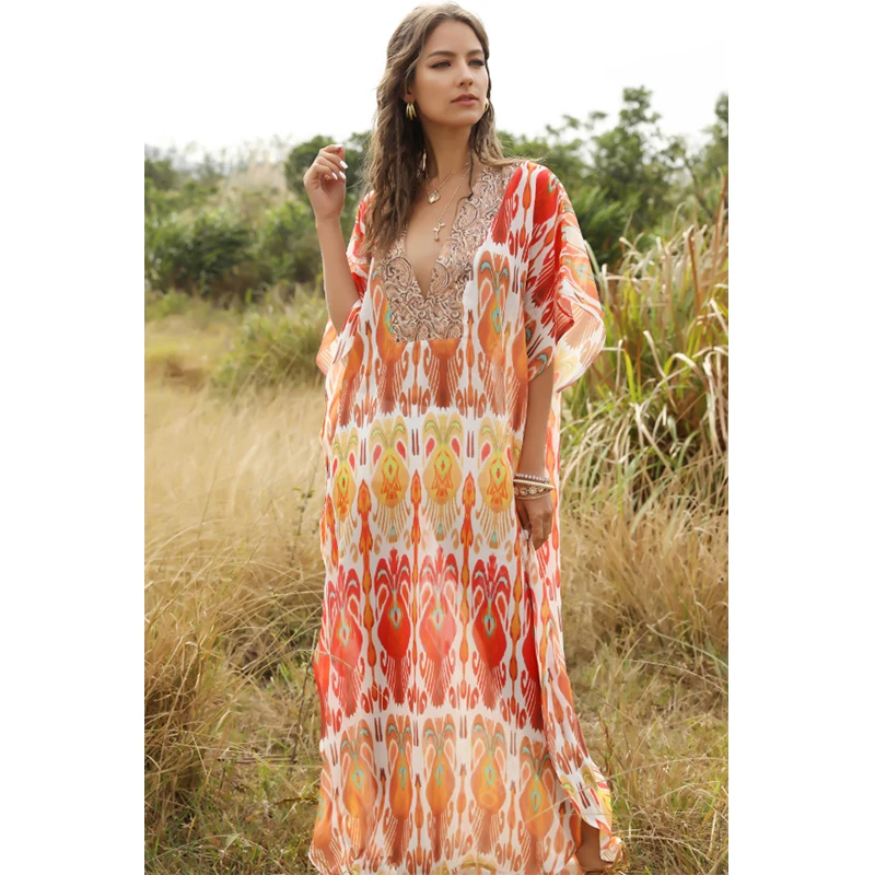 2020 накидки на бикини в стиле бохо летнее пляжное платье с глубоким v-образным