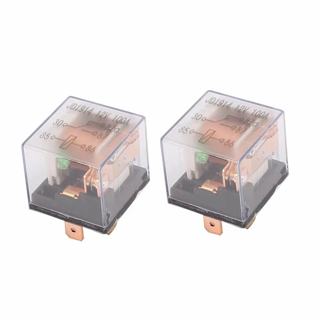 

2 Pcs JD1914 12V 100A 5 Pin SPDT Power Electromagnetic Relay w LED Light