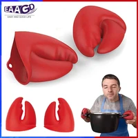 1pair funny lobster claws pot holder crab oven mitts silicone heat resistant gloves kitchen gadget for bake cook barbecue