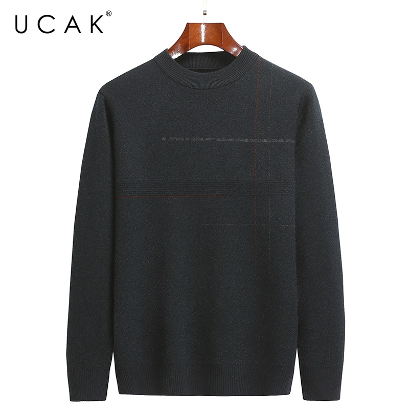 

UCAK Brand Classic Casual Sweaters Men Clothing O-Neck Striped Streetwear Sweater Pull Homme Autumn Winter Thick Pullover U1285