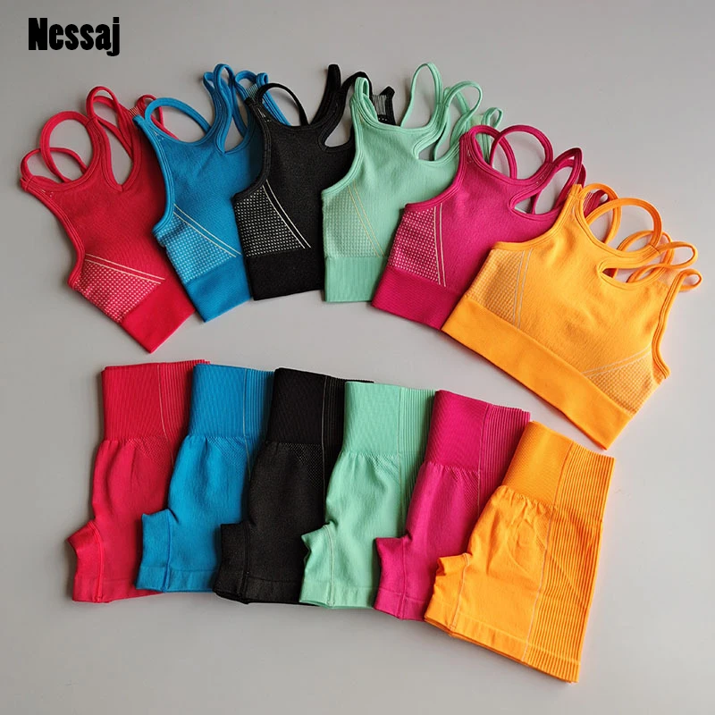 

Nessaj Women Tracksuit Women Summer Sleeveless Solid Color Tank Top Shorts Sport High Waist Dot Design Set Fashion Dry Quick Set