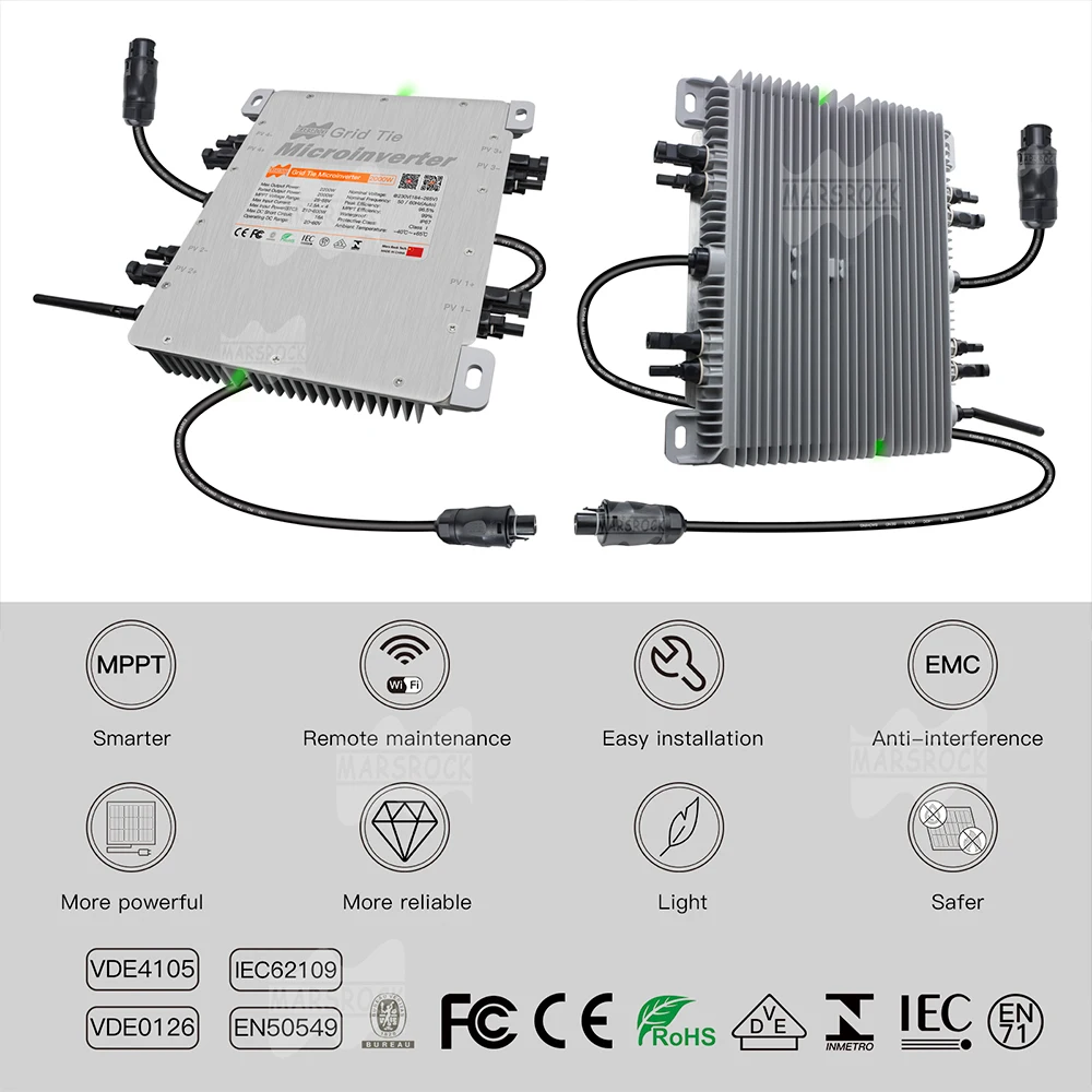 Отправка из Бразилии 2000 Вт Φ Micro MPPT On Grid Tie 20-60V DC to AC 184-265V IP67 Водонепроницаемый WiFi
