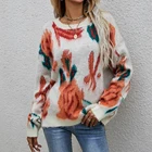 Женский вязаный свитер с круглым вырезом, Повседневный пуловер большого размера с длинными рукавами, 2021