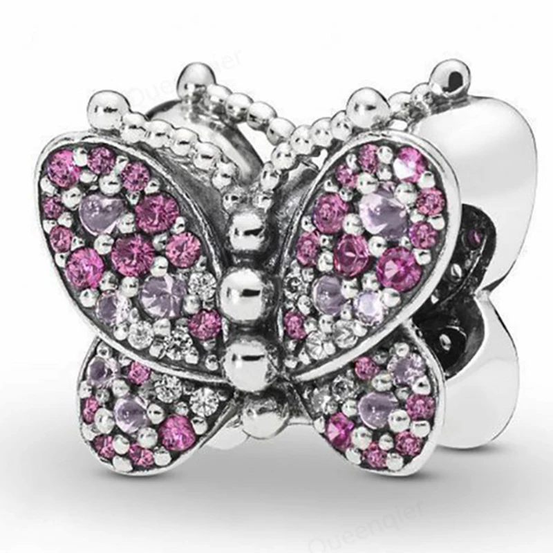 

925 Sterling Silver Butterfly European Charms Bead Original Bracelets Chain DIY Pendant Charm Beads Girl Women Jewelry Making