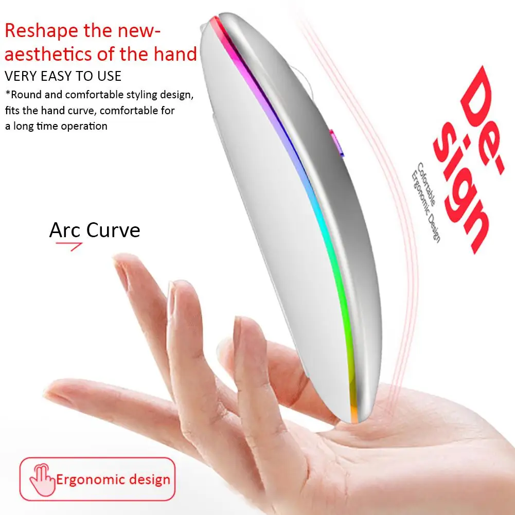 

Wireless Gaming Mouse Rechargeable RGB Luminous Mouse Curosr With 7 Changeable LED Colors For Notebook Computer