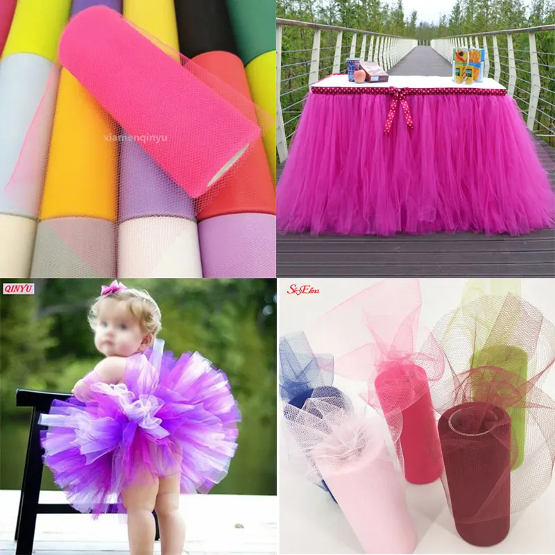 25Yards 15cm Tulle Roll Spool Red Blue Organza Fabric White DIY Tutu Skirt Girl Baby Shower Party Supplies 5z | Дом и сад