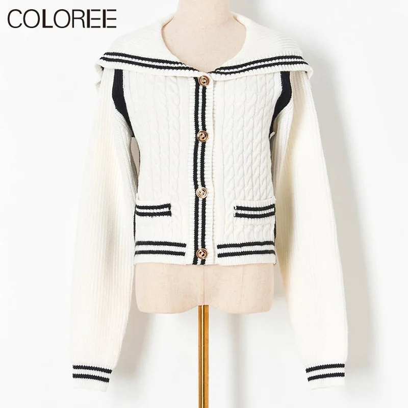 Женский трикотажный кардиган в полоску повседневный модельный дизайнерский