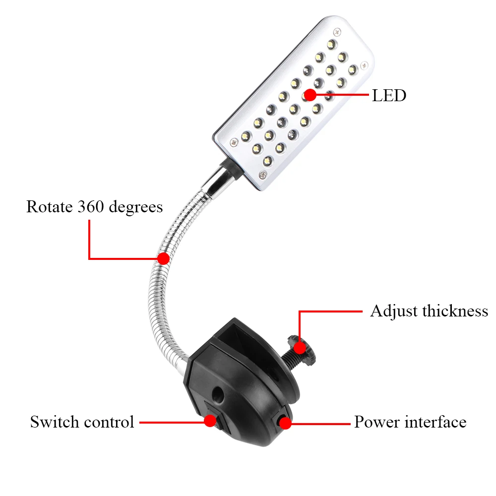 24 светодиодный светильник для аквариума гибкий белый и синий с зажимом вилкой