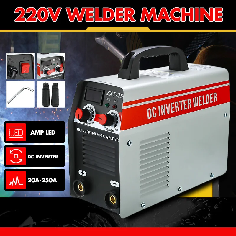 DC Inverter ARC Welder 220V IGBT MMA Welding Machine 20-250Amp For Home Beginner Lightweight Efficient