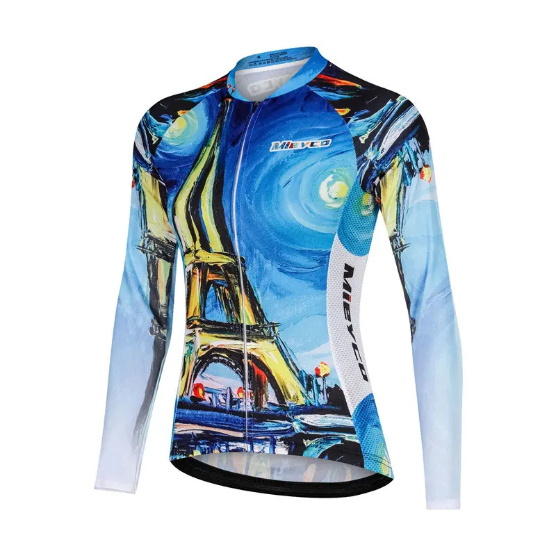 Синий Animal Cartoon Cycling Jerseys Bike Wear Uniform Cycling Clothing Long Sleeve MTB Bicycle Jersey Ropa Ciclismo Women Jersey - Цвет: Синий