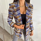 Осенне-зимняя одежда, модная клетчатая куртка с длинным рукавом и принтом для женщин, 2021 Повседневная приталенная куртка с лацканами на одной пуговице, маленький женский костюм