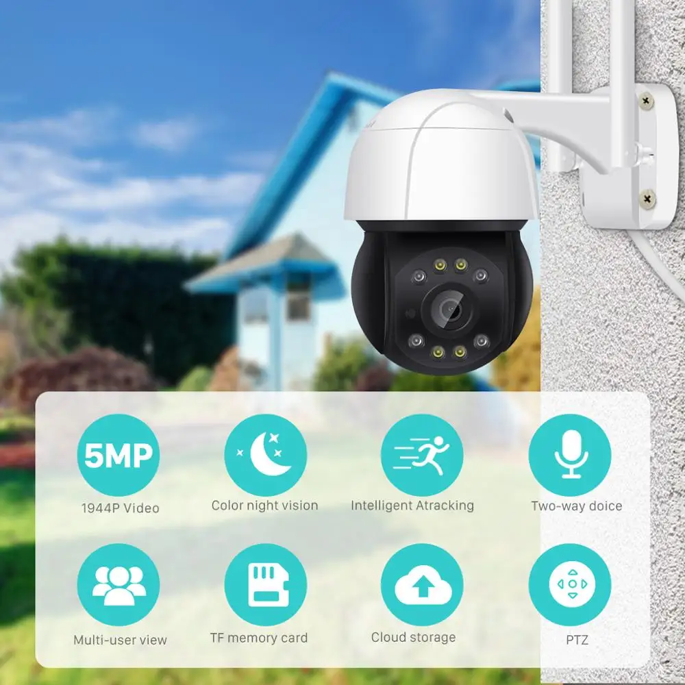 BESDER 5 мегапиксельная мини PTZ Wi Fi скоростная купольная ip камера безопасности для