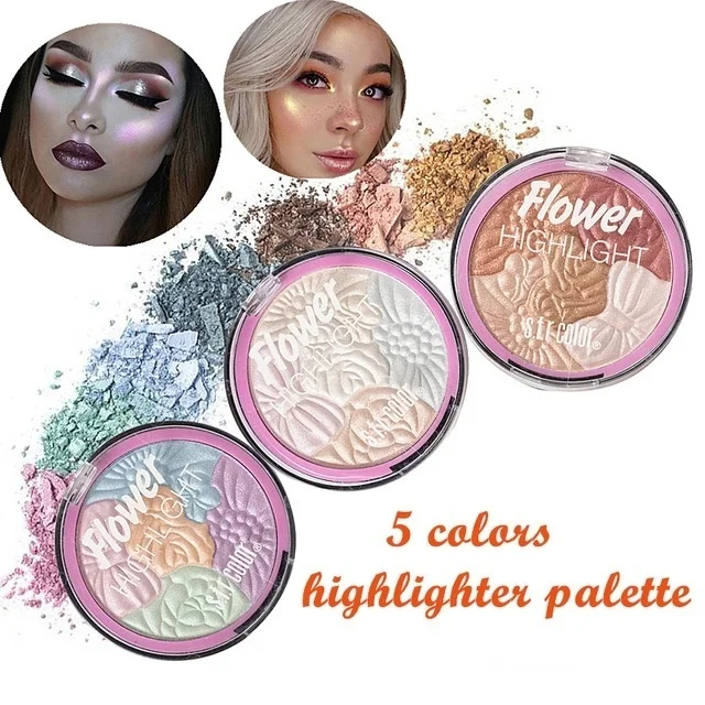 5 цветов палитра хайлайтеров для лица Шиммер блестящий макияж пудра полная