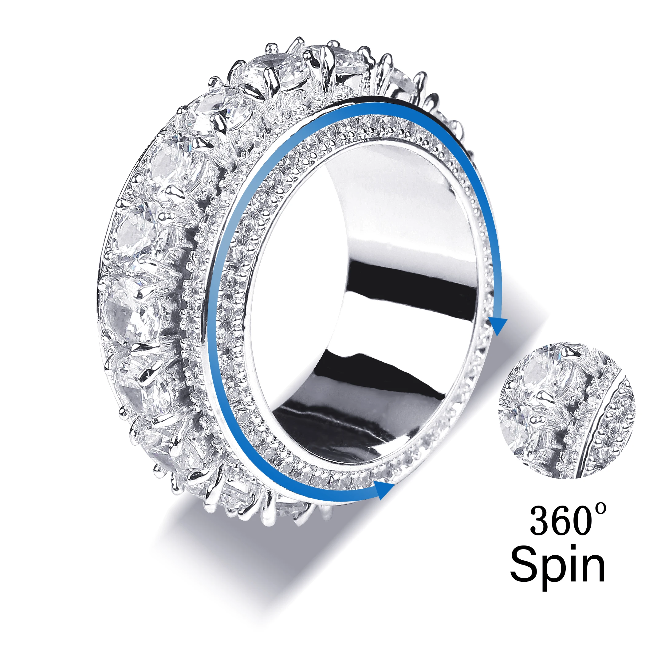 Новое кольцо JINAO золотого цвета в виде спиннера медное с кубическим цирконием