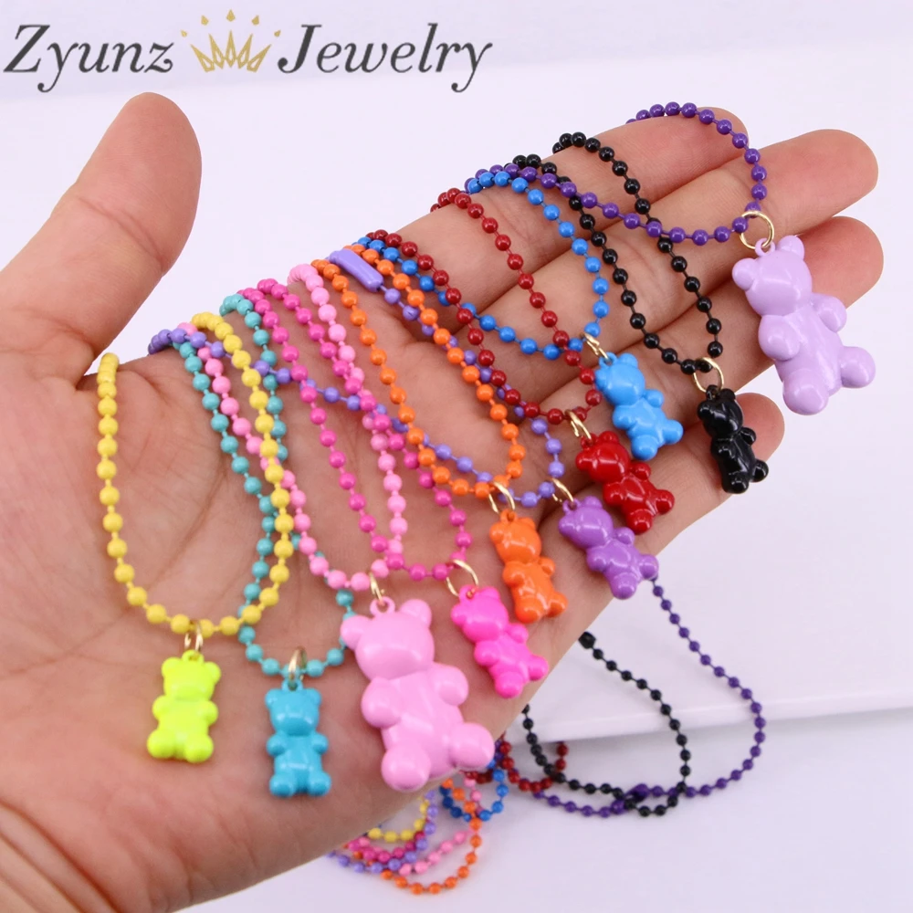 

5PCS, Colorful Necklaces For Women Neon Enamel Animal Pendants Bead / Box Chain Necklace Collares Mujer Jewelry in 2 Size