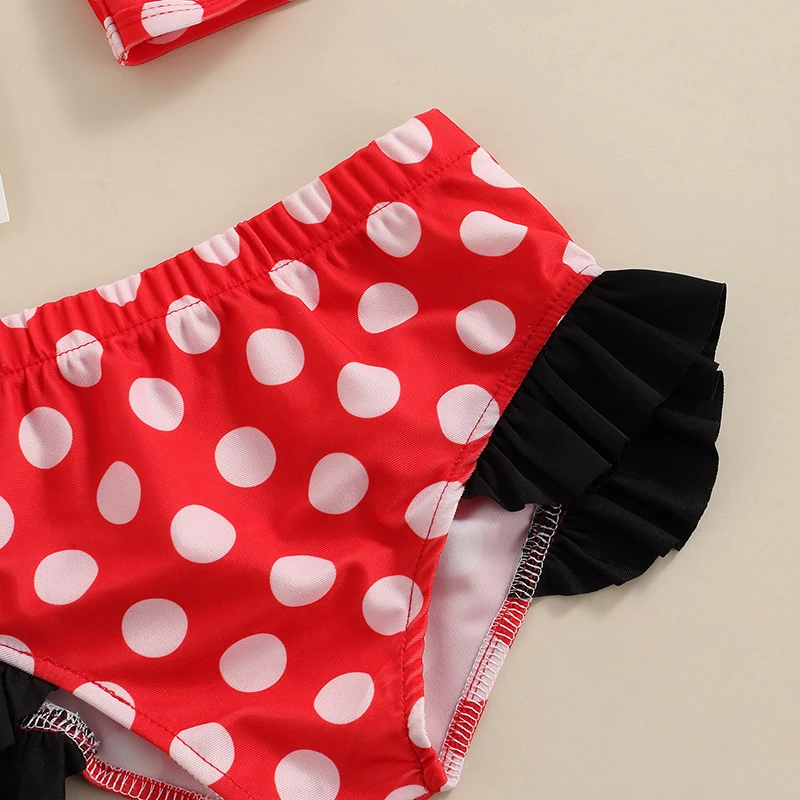 Купальники для маленьких девочек из двух предметов милые топы бикини в горошек с