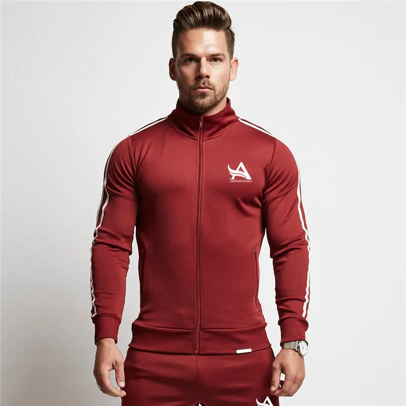 4 Спортивный костюм Новая Осенняя мужская толстовка+ брюки наборы повседневная мужская спортивная одежда с стоячим воротником Верхняя одежда с длинными рукавами - Цвет: 4