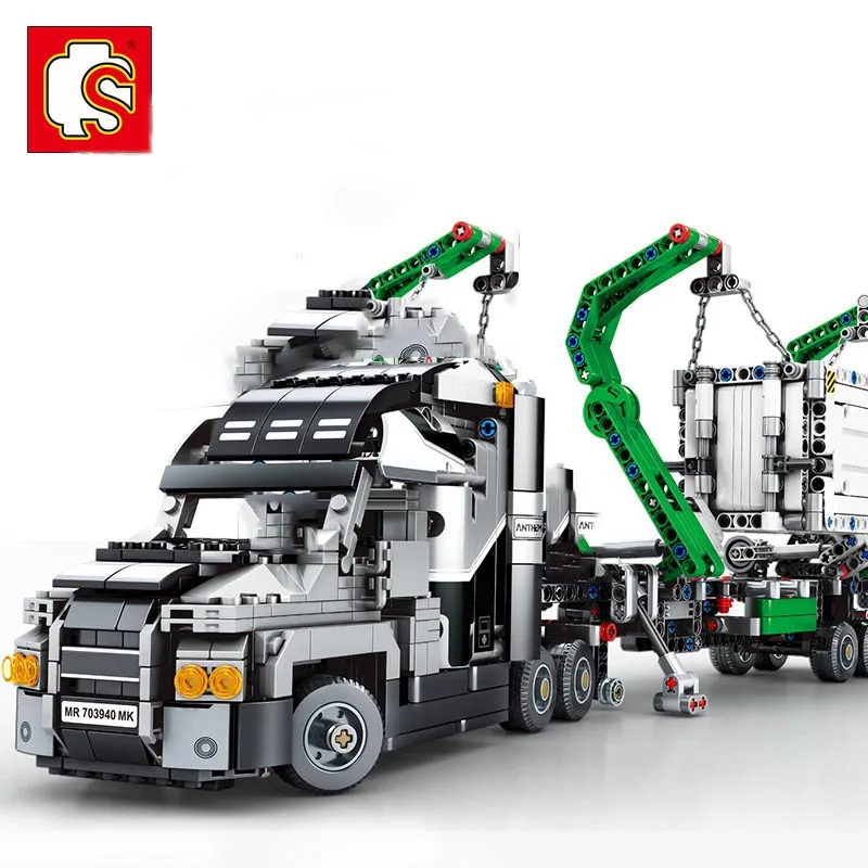 

Sembo Blocks Military Classic technology MK Container crane Trucks car Building Blocks Assemble kids diy Toys Boys Children