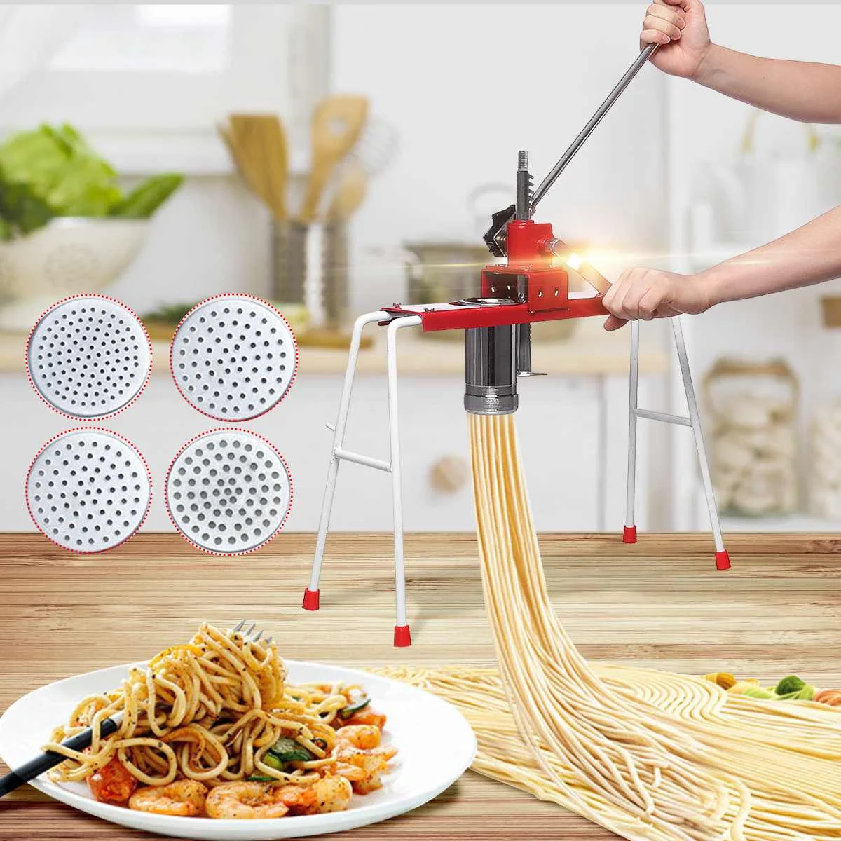 

4 Pressing Molds Manual Noodle Makers Making Dough Pasta Maker Hand Press Spaghetti Kitchen Appliances