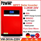 Универсальный гибридный солнечный инвертор PowMr, 3200 Вт, чистая Синусоидальная волна MPPT 80A, солнечная панель, зарядное устройство 24 В постоянного тока и зарядное устройство переменного тока для макс. 4000 Вт 500 в