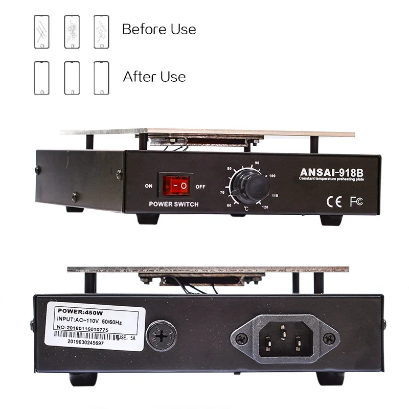 

110V US / 220V EU LCD Screen Separator Heating Platform Plate Glass Removal Phone Repair Machine Auto Heat Smooth Plate Station