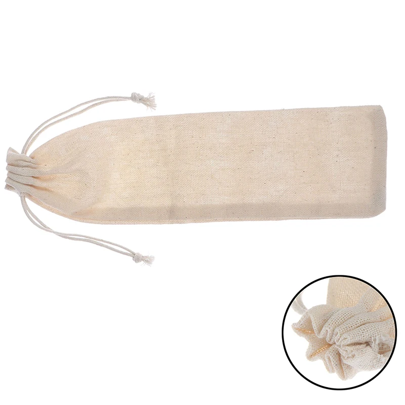 

1Pce Resuable Linen Cloth Drawstring Bags Pouch Pockets Chopsticks Spoon Light Tableware Bag Portable Metal Straw Bags 250*70 mm