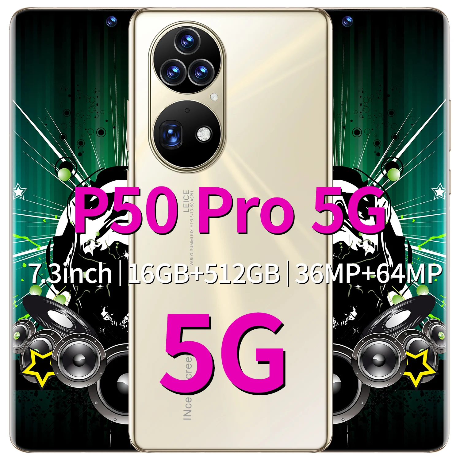 Bonito tel&eacute;fono m&oacute;vil P50 Pro, pantalla de 7,3 pulgadas, reconocimiento facial, Tarjeta SIM Dual, 6800 mAh, 16 + 1T-5