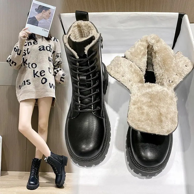 

Ботинки женская обувь модные круглые кожаные ботильоны 2021 зимние черные эластичные ботинки удобные ботинки