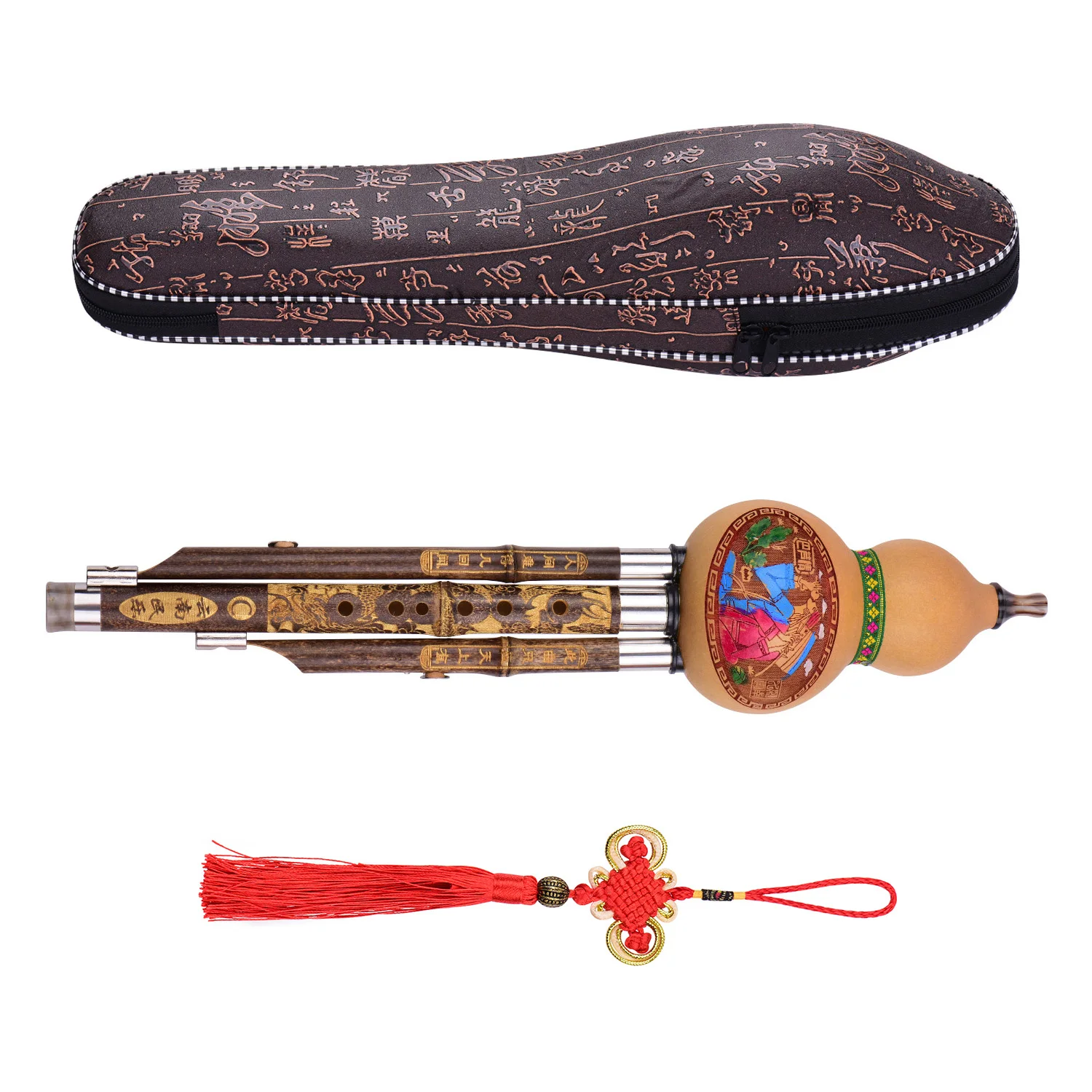 3 тона C-Key Hulusi Gourd Cucurbit Flute Black Bamboo pipe Традиционный китайский инструмент с китайским