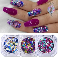 holographics nail glitters mix star round heart flakes mirror irregular paillette ultrathin sequins 3d nail art decoration