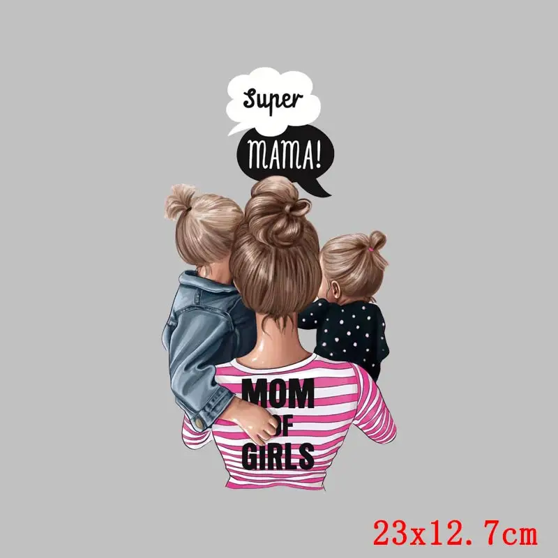 Железная переводная одежда для мамы и ребенка термопереводная Мода патчи дочки