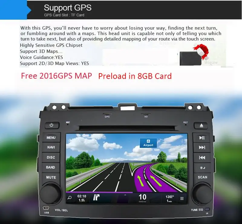 

7" Car DVD player with GPS(optional),audio Radio stereo,USB/SD,AUX,BT/TV,car multimedia headunit for TOYOTA prado 2002-2013