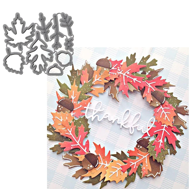 

Nice Maple-Leaf Lovely Pine Cone Graceful Leaves Branch Metal Cutting Dies For DIY Scrapbooking Album Craft Embossing Die Cuts