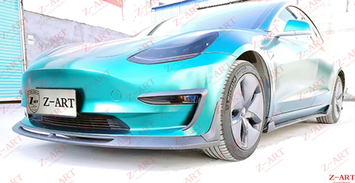 Z-ART карбоновый передний щиток для Tesla модель 3 карбоновый передний бампер сплиттер для Tesla модель 3 передний бампер ветровой сплиттер