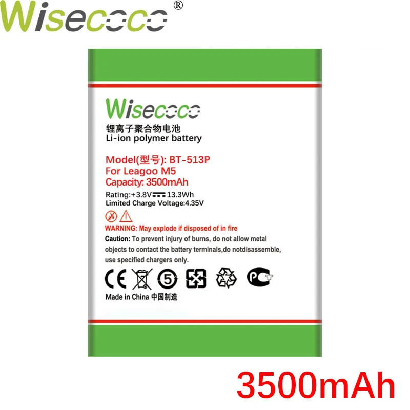 

WISECOCO 3500 мАч BT-513P Батарея для LEAGOO M5 мобильный телефон в наличии Высокое качество Батарея + номер для отслеживания