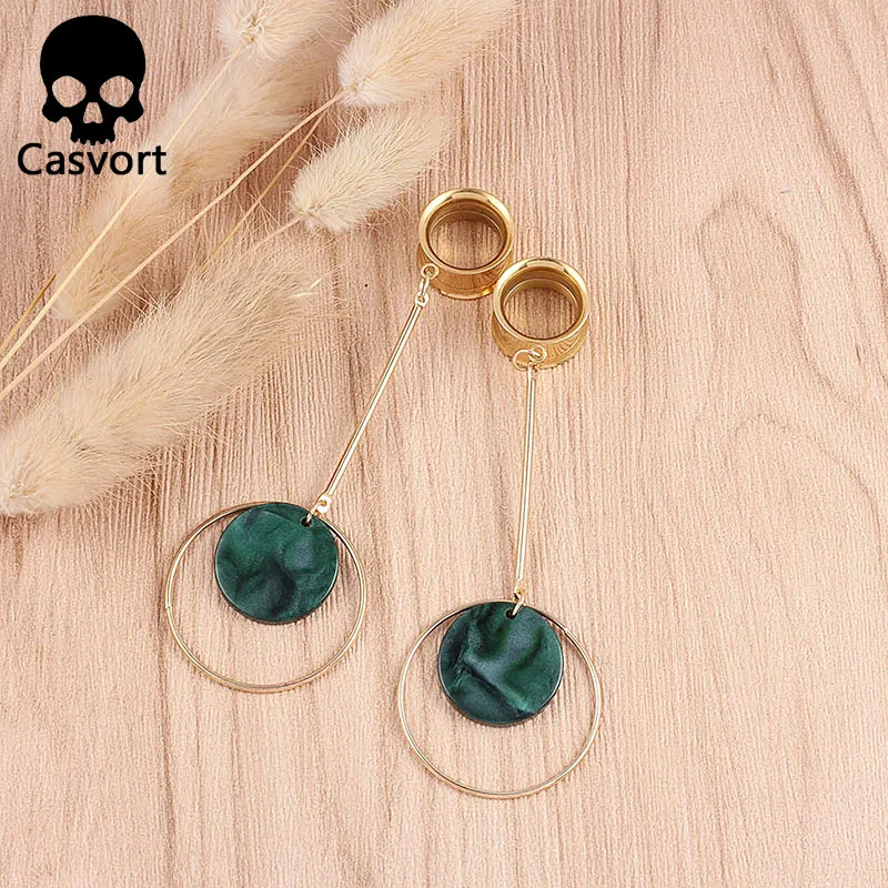 Casvort, 2 шт., серьги для пирсинга, расширитель, туннель, заглушка, Висячие шпильки, седло, ушные измерители, носилки, модные украшения для пирсинга тела, подарок