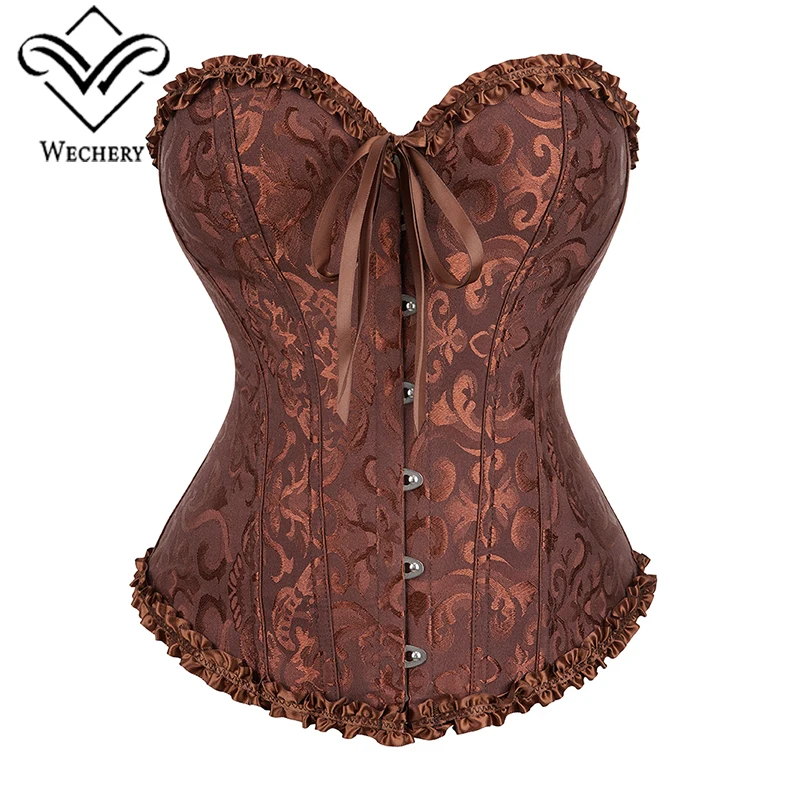 

Wechery Sexy Corselet Corsets and Bustiers Korsett Women Burlesque Overbust Corset Sexy Lingerie Lace Bustier Corsage