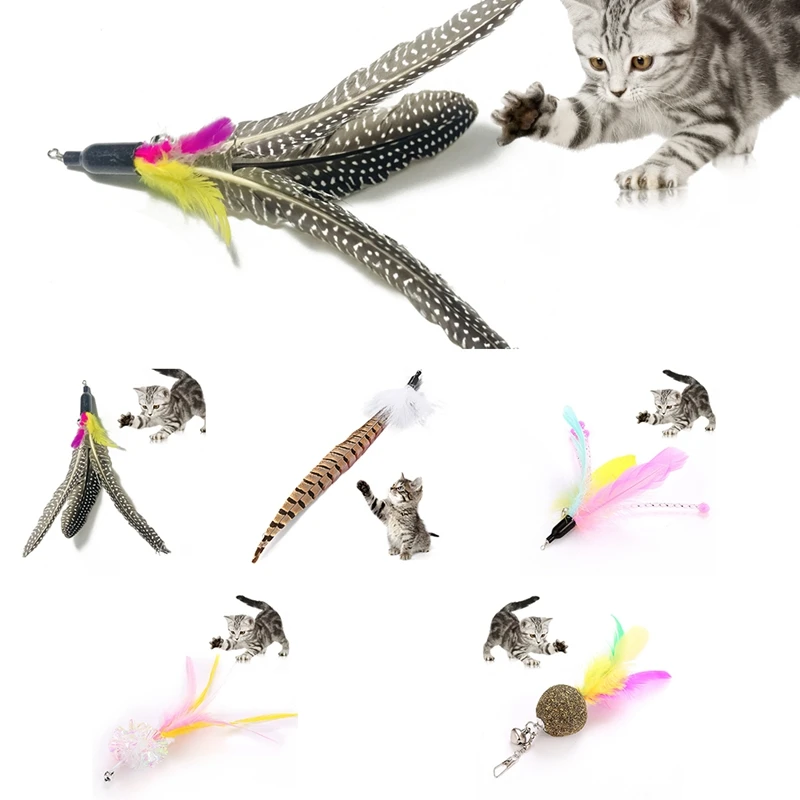 

Cat Fake Feather Replacement Toy Cat Feather Teaser Wand Toy For Kitten Cat Having Fun Exercise Playing Without The Stick