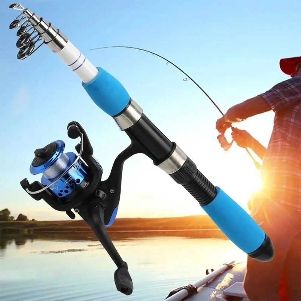 

Fishing Rod Full Kits with Telescopic Fishing Pole and Spinning Reel Baits Hooks for Adults Travel
