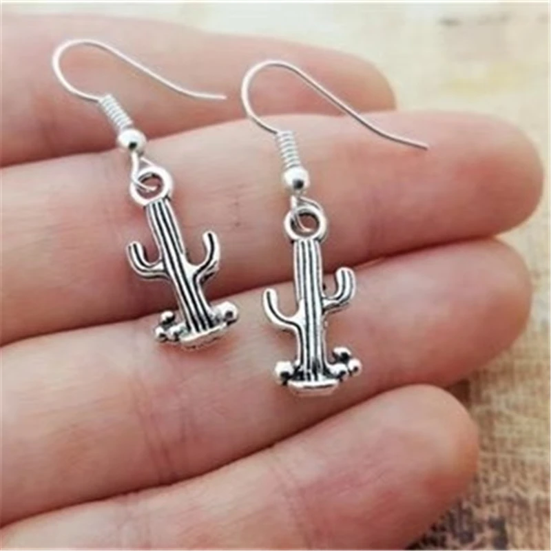 Серьги кактус античные серебряные серьги Кристальные ювелирные изделия с