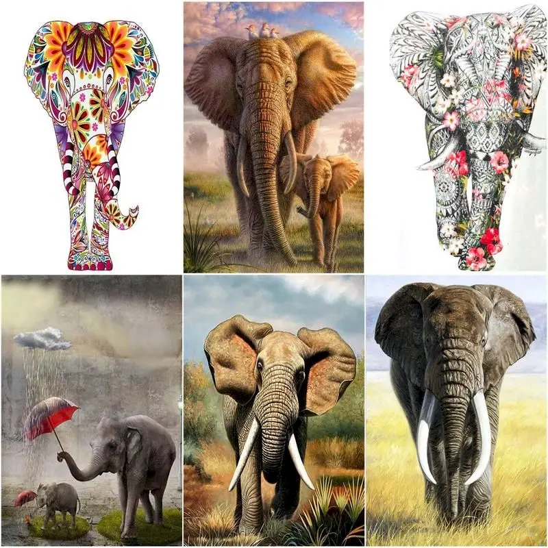 

GATYZTORY Frame Oil Painting By Numbers Kits Handmade Unique Gift For Adults Africa Elephant Picture By Number Wall Photos
