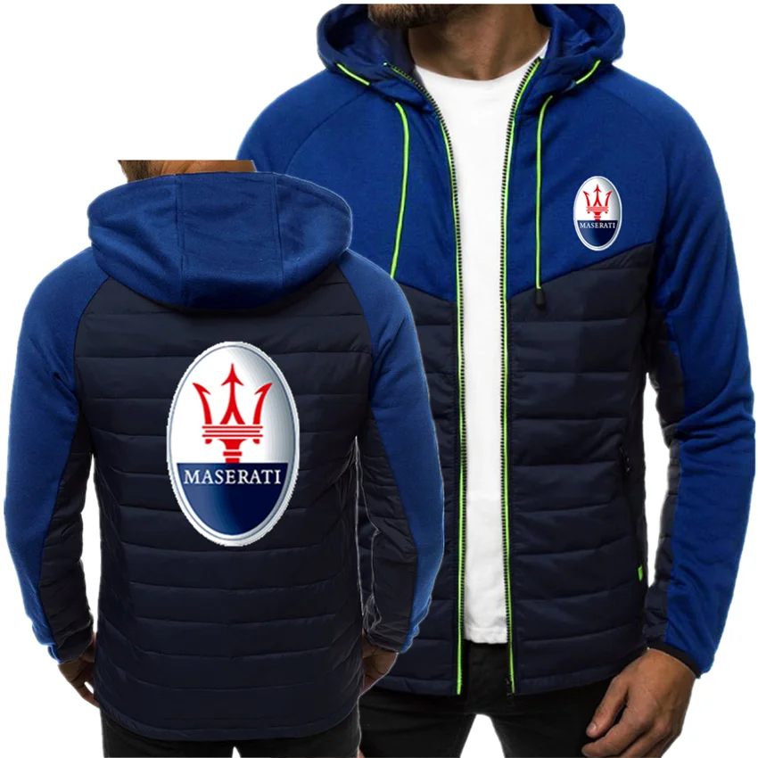 

Maserati Car Winter Stitching Plus Velvet Hoodie Tide Brand Men's Thick Printing Multicolor Easy-Wear Casual Sports Cardigan