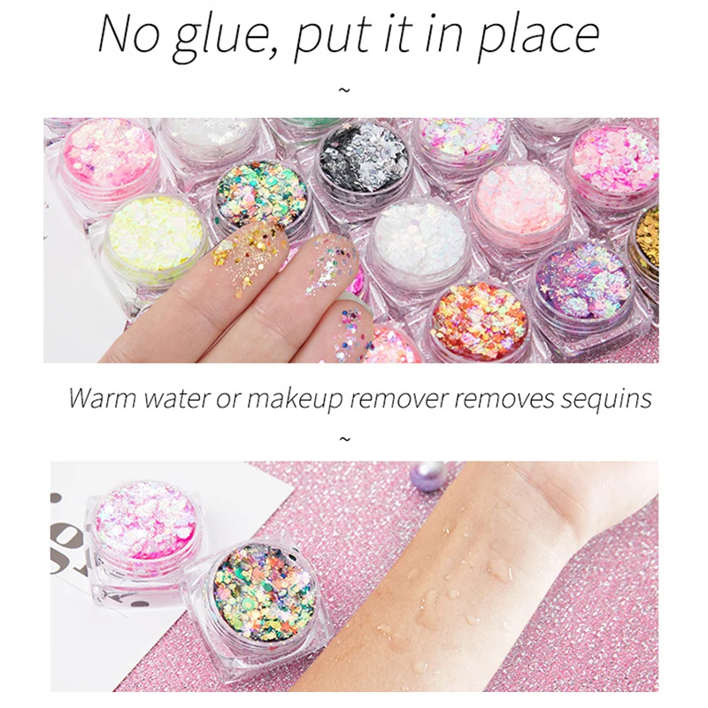 24 цвета блестящие украшения для лица пигментные Блестки и глаз блестящий гель