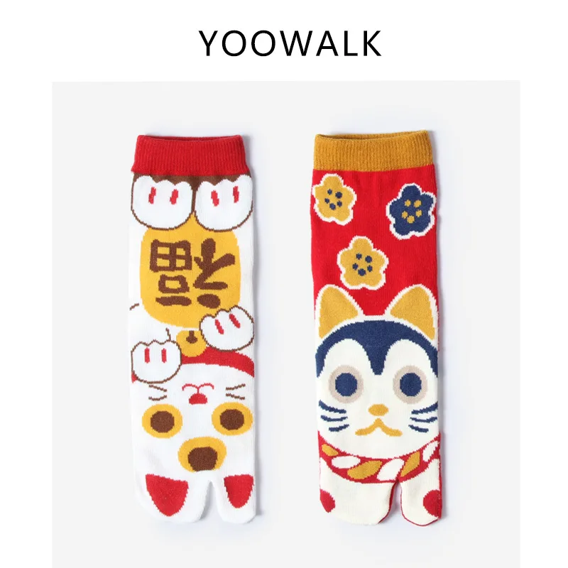 Новогодние красные носки YOOWALK с двумя пальцами plutus cat носочки из японского