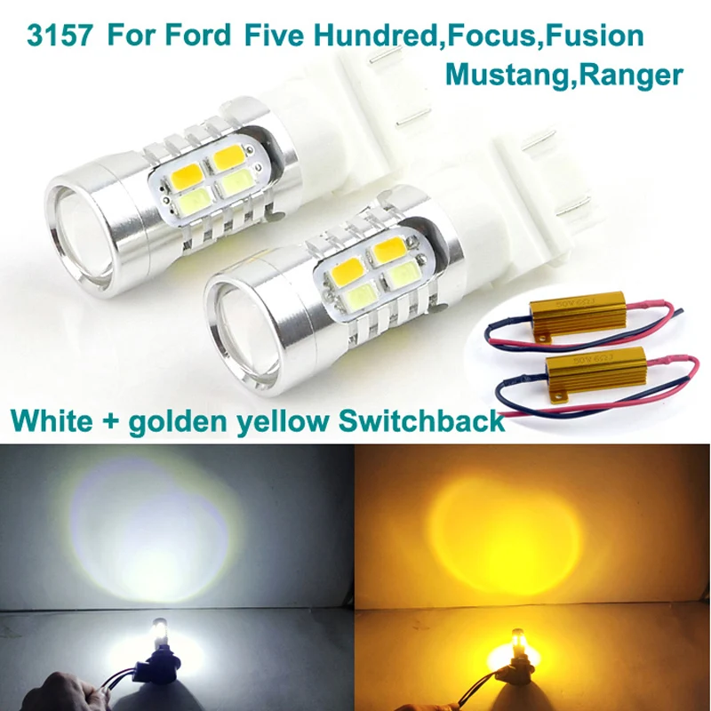 Двухцветные светодиодные лампы для Ford Five Cent Focus Fusion Mustang Ranger 3157|light gadget|light bulb partlight